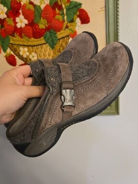 Merrell Women Encore Sidestep Stone Brown SuedeWool Slip On Mule J66626 Size 8.5